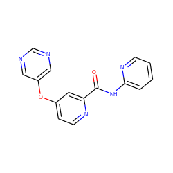 O=C(Nc1ccccn1)c1cc(Oc2cncnc2)ccn1 ZINC000167361927