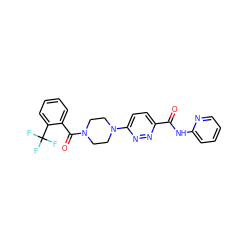 O=C(Nc1ccccn1)c1ccc(N2CCN(C(=O)c3ccccc3C(F)(F)F)CC2)nn1 ZINC000034874403