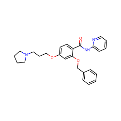 O=C(Nc1ccccn1)c1ccc(OCCCN2CCCC2)cc1OCc1ccccc1 ZINC000072142837