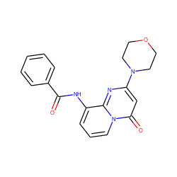 O=C(Nc1cccn2c(=O)cc(N3CCOCC3)nc12)c1ccccc1 ZINC000043201580