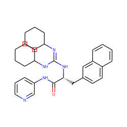 O=C(Nc1cccnc1)[C@@H](Cc1ccc2ccccc2c1)N/C(=N/C1CCCCC1)NC1CCCCC1 ZINC000027185353