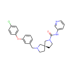 O=C(Nc1cccnc1)N1CC[C@]2(CCN(Cc3cccc(Oc4ccc(Cl)cc4)c3)C2)C1 ZINC000103260703