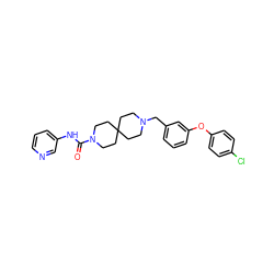 O=C(Nc1cccnc1)N1CCC2(CCN(Cc3cccc(Oc4ccc(Cl)cc4)c3)CC2)CC1 ZINC000103260712