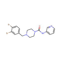 O=C(Nc1cccnc1)N1CCN(Cc2ccc(Br)c(Br)c2)CC1 ZINC000200260312