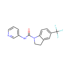 O=C(Nc1cccnc1)N1CCc2cc(C(F)(F)F)ccc21 ZINC000013779414