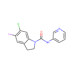 O=C(Nc1cccnc1)N1CCc2cc(I)c(Cl)cc21 ZINC000013779431