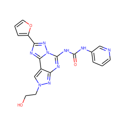 O=C(Nc1cccnc1)Nc1nc2nn(CCO)cc2c2nc(-c3ccco3)nn12 ZINC000034800806