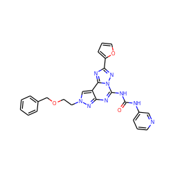 O=C(Nc1cccnc1)Nc1nc2nn(CCOCc3ccccc3)cc2c2nc(-c3ccco3)nn12 ZINC000034800793