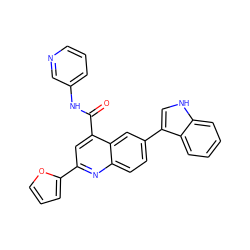 O=C(Nc1cccnc1)c1cc(-c2ccco2)nc2ccc(-c3c[nH]c4ccccc34)cc12 ZINC000150142053