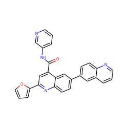 O=C(Nc1cccnc1)c1cc(-c2ccco2)nc2ccc(-c3ccc4ncccc4c3)cc12 ZINC000150109233