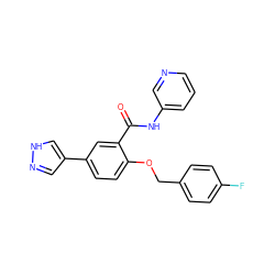 O=C(Nc1cccnc1)c1cc(-c2cn[nH]c2)ccc1OCc1ccc(F)cc1 ZINC000068267177