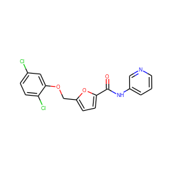 O=C(Nc1cccnc1)c1ccc(COc2cc(Cl)ccc2Cl)o1 ZINC000001083431