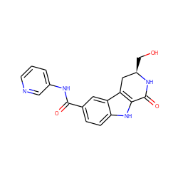 O=C(Nc1cccnc1)c1ccc2[nH]c3c(c2c1)C[C@@H](CO)NC3=O ZINC000029125441