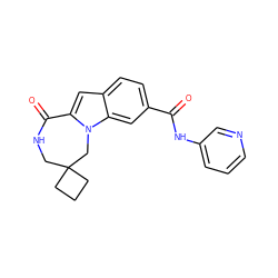 O=C(Nc1cccnc1)c1ccc2cc3n(c2c1)CC1(CCC1)CNC3=O ZINC000073161123