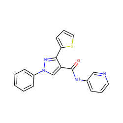 O=C(Nc1cccnc1)c1cn(-c2ccccc2)nc1-c1cccs1 ZINC000004057939