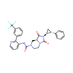 O=C(Nc1cccnc1-c1cccc(C(F)(F)F)c1)N1CCN2C(=O)N([C@H]3C[C@@H]3c3ccccc3)C(=O)[C@@H]2C1 ZINC000072178851