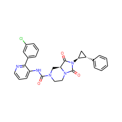 O=C(Nc1cccnc1-c1cccc(Cl)c1)N1CCN2C(=O)N([C@H]3C[C@@H]3c3ccccc3)C(=O)[C@@H]2C1 ZINC000072107896