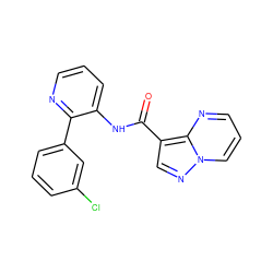 O=C(Nc1cccnc1-c1cccc(Cl)c1)c1cnn2cccnc12 ZINC000095578551