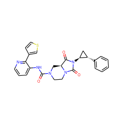 O=C(Nc1cccnc1-c1ccsc1)N1CCN2C(=O)N([C@H]3C[C@@H]3c3ccccc3)C(=O)[C@@H]2C1 ZINC000072107337