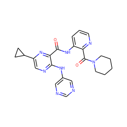 O=C(Nc1cccnc1C(=O)N1CCCCC1)c1nc(C2CC2)cnc1Nc1cncnc1 ZINC000169701818