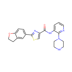 O=C(Nc1cccnc1N1CCNCC1)c1csc(-c2ccc3c(c2)CCO3)n1 ZINC000096269615