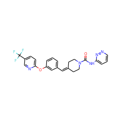 O=C(Nc1cccnn1)N1CCC(=Cc2cccc(Oc3ccc(C(F)(F)F)cn3)c2)CC1 ZINC000066111849