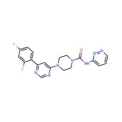 O=C(Nc1cccnn1)N1CCN(c2cc(-c3ccc(F)cc3F)ncn2)CC1 ZINC000103267362