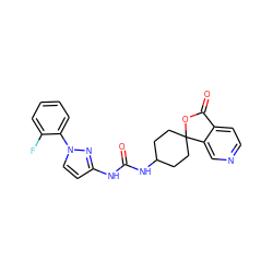 O=C(Nc1ccn(-c2ccccc2F)n1)NC1CCC2(CC1)OC(=O)c1ccncc12 ZINC000084635818