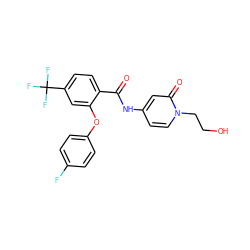 O=C(Nc1ccn(CCO)c(=O)c1)c1ccc(C(F)(F)F)cc1Oc1ccc(F)cc1 ZINC000143212827