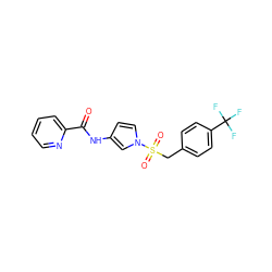 O=C(Nc1ccn(S(=O)(=O)Cc2ccc(C(F)(F)F)cc2)c1)c1ccccn1 ZINC000205444327