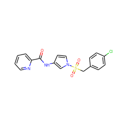 O=C(Nc1ccn(S(=O)(=O)Cc2ccc(Cl)cc2)c1)c1ccccn1 ZINC000198475675