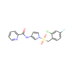 O=C(Nc1ccn(S(=O)(=O)Cc2ccc(F)cc2Cl)c1)c1ccccn1 ZINC000198496704