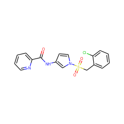 O=C(Nc1ccn(S(=O)(=O)Cc2ccccc2Cl)c1)c1ccccn1 ZINC000199116504