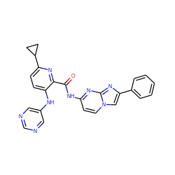 O=C(Nc1ccn2cc(-c3ccccc3)nc2n1)c1nc(C2CC2)ccc1Nc1cncnc1 ZINC000095577677