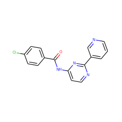 O=C(Nc1ccnc(-c2cccnc2)n1)c1ccc(Cl)cc1 ZINC000001403176