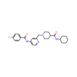 O=C(Nc1ccnc(CN2CCC(C(=O)NC3CCCCC3)CC2)c1)c1ccc(Cl)cc1 ZINC001772629392