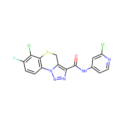 O=C(Nc1ccnc(Cl)c1)c1nnn2c1CSc1c-2ccc(F)c1Cl ZINC000072318717