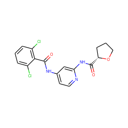 O=C(Nc1ccnc(NC(=O)[C@@H]2CCCO2)c1)c1c(Cl)cccc1Cl ZINC000096282849