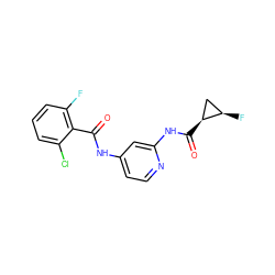 O=C(Nc1ccnc(NC(=O)[C@H]2C[C@H]2F)c1)c1c(F)cccc1Cl ZINC000096929467