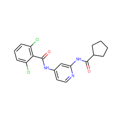 O=C(Nc1ccnc(NC(=O)C2CCCC2)c1)c1c(Cl)cccc1Cl ZINC000096282844