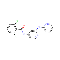 O=C(Nc1ccnc(Nc2ccccn2)c1)c1c(Cl)cccc1Cl ZINC000096282827