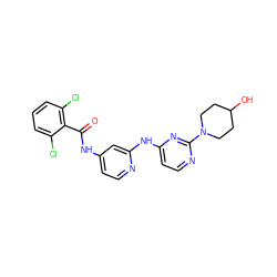 O=C(Nc1ccnc(Nc2ccnc(N3CCC(O)CC3)n2)c1)c1c(Cl)cccc1Cl ZINC000299829682