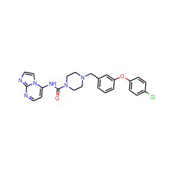 O=C(Nc1ccnc2nccn12)N1CCN(Cc2cccc(Oc3ccc(Cl)cc3)c2)CC1 ZINC000095558418