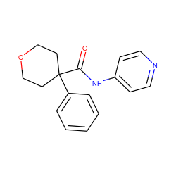 O=C(Nc1ccncc1)C1(c2ccccc2)CCOCC1 ZINC000000209572