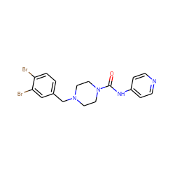 O=C(Nc1ccncc1)N1CCN(Cc2ccc(Br)c(Br)c2)CC1 ZINC000200260026