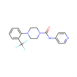 O=C(Nc1ccncc1)N1CCN(c2ccccc2C(F)(F)F)CC1 ZINC000028096413