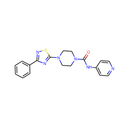 O=C(Nc1ccncc1)N1CCN(c2nc(-c3ccccc3)ns2)CC1 ZINC000034837771