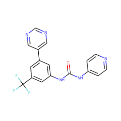 O=C(Nc1ccncc1)Nc1cc(-c2cncnc2)cc(C(F)(F)F)c1 ZINC000653687977
