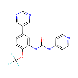 O=C(Nc1ccncc1)Nc1cc(-c2cncnc2)ccc1OC(F)(F)F ZINC000653753140