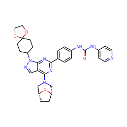 O=C(Nc1ccncc1)Nc1ccc(-c2nc(N3C[C@@H]4CC[C@H](C3)O4)c3cnn(C4CCC5(CC4)OCCO5)c3n2)cc1 ZINC000049762798